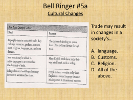 Bell Ringer #5a Cultural Changes
