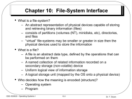 Operating Systems I: Chapter 10