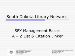 SFX - A-Z & Citation Linker - South Dakota Library Network