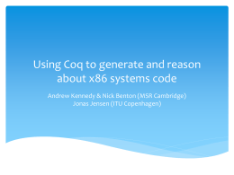 Using Coq to Generate and Reason About x86 Systems Code