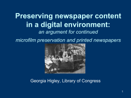 Preserving newspaper content in a digital environment: an
