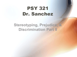 PSY 321 Dr. Sanchez