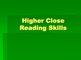 Higher Close Reading Skills
