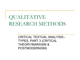 CRITCAL THEORY & CULTURAL STUDIES