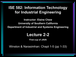 ISE 582: Information Technology for Industrial Engineers