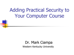 Adding Practical Security - Jacksonville State University