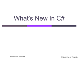 An Introduction to C# - University of Virginia