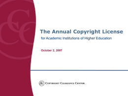 Academic Repertory License a new model for copyright …
