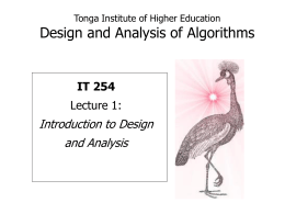 Tonga Institute of Higher Education Design and Analysis …