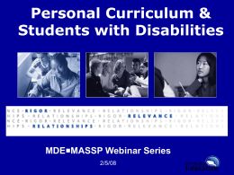 Personal Curriculum & Students with Disabilities