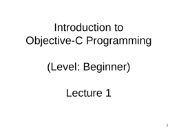 Objective-C Lecture 1