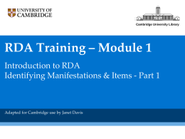 RDA Module 1 - CambridgeRDA