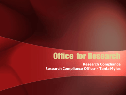 Office for Research (Research Compliance)
