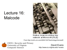 CS551 Lecture - University of Virginia