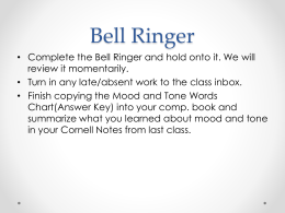 Bell Ringer - Ms. Barker's 6th & 7th Grade ELA