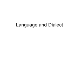 Language and Dialect