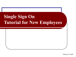 Single Sign On Tutorial for Non Benefit Eligible Employee