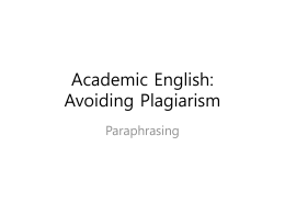 Academic English and Academic Dishonesty