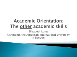 Academic Orientation - University of Bristol