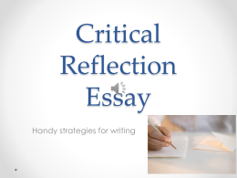 Critical Reflective Writing