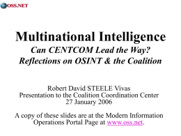 Steele on Intelligence What can we know, how? …