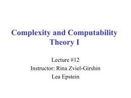 Complexity and Computability Theory I