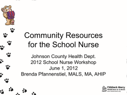 Community Resources for the School Nurse