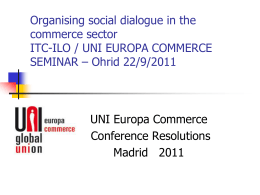 Organising social dialogue in the commerce sector ITC …