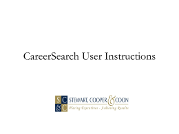 CareerSearch User Instructions