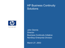 HP Business Continuity - Canadian Tandem User Group