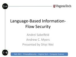 Language-Based Information-Flow Security
