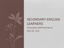 Secondary English Learners - West Contra Costa Unified