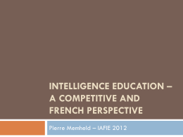 Intelligence Education – a Competitive and French …