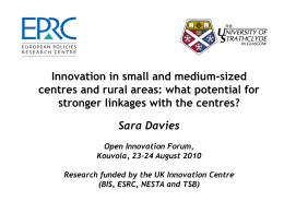 Cohesion policy and innovation support Sara Davies EPRC