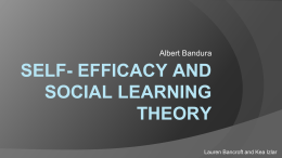 SELF- EFFICACY AND SOCIAL LEARNING THEORY