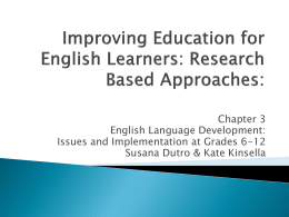 Improving Education for English Learners: Research …