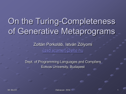 On the Turing-Completeness of Generative Metaprograms