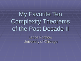 My Favorite Ten Complexity Theorems of the Past …