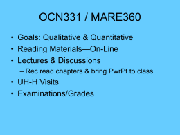 OCN331 / MARE360 - SOEST | School of Ocean and Earth
