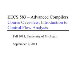 EECS 583 - Advanced Compilers