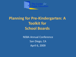 Planning for Pre-Kindergarten: A Toolkit for School …