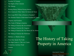 The History of Taking in America