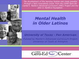 Mental Health Care in Older Latinos