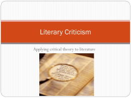 Literary Criticism/Theory
