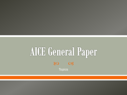 AICE General Paper - Mr. Furman's Web Pages