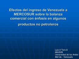 El Comercio de Venezuela en MERCOSUR