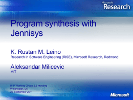 Program synthesis with Jennisys