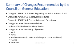 Summary of Changes Recommended by the Council on …