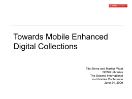 Towards Mobile Enhanced Digital Collections