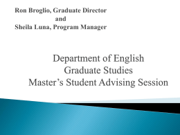 Graduate Program Update - ASU Department of English